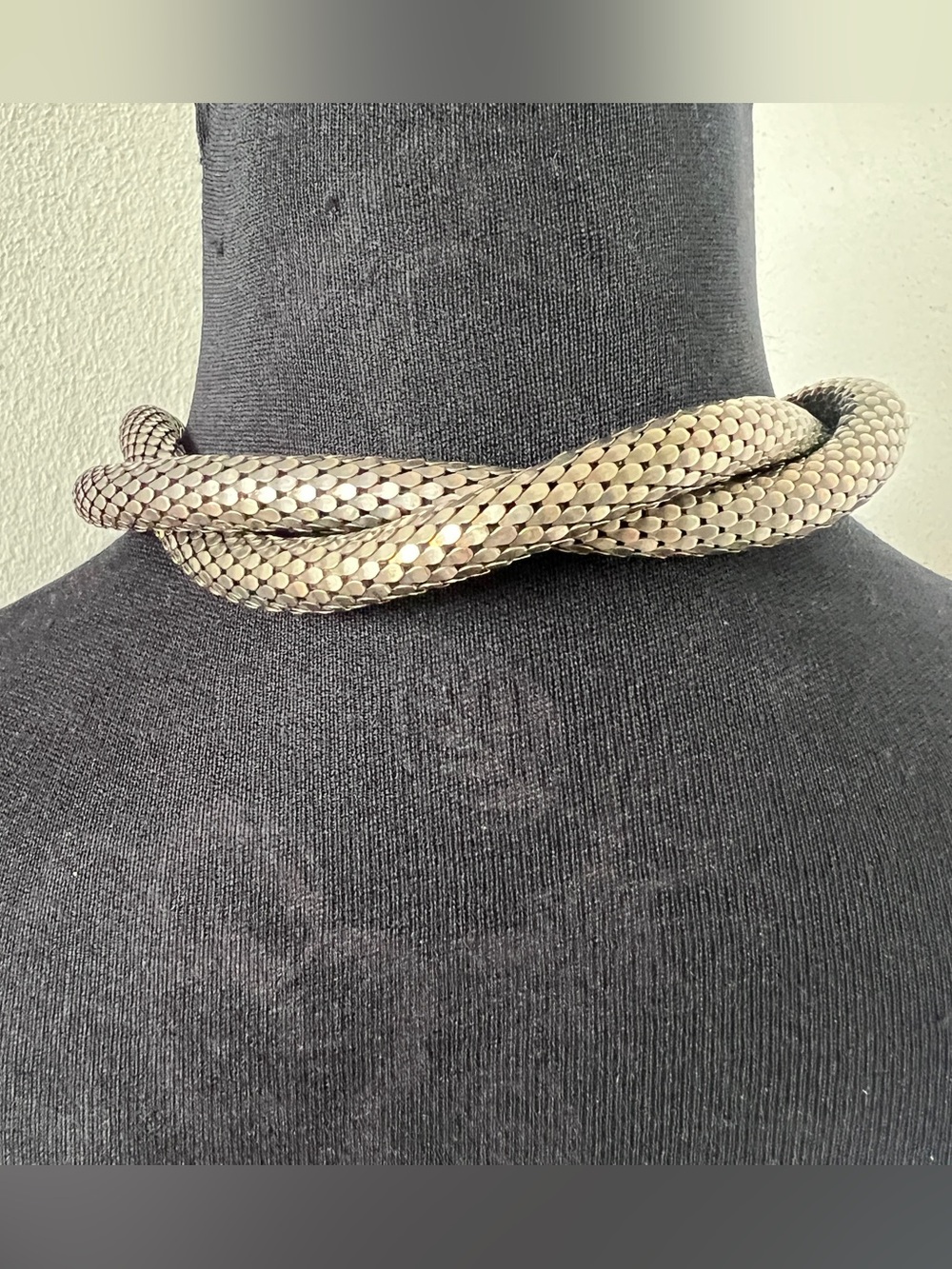 DL Auld Vintage Chainmail Mesh Snake Belt Necklace Silver Gunmetal Lariat 40” - Picture 3 of 14